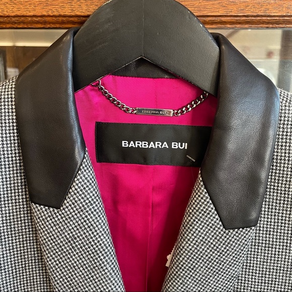 Barbara Bui Jacket Black Leather Collar Blazer - Picture 2 of 15